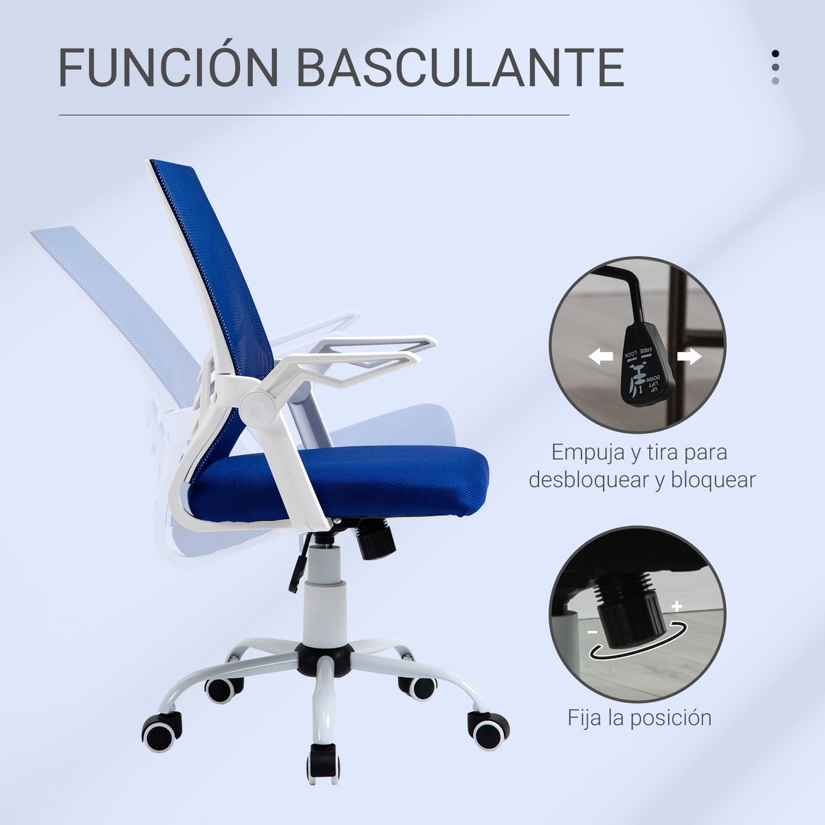 Silla de oficina Essen Vinsetto altura ajustable azul 94-104x62,5x55 cm