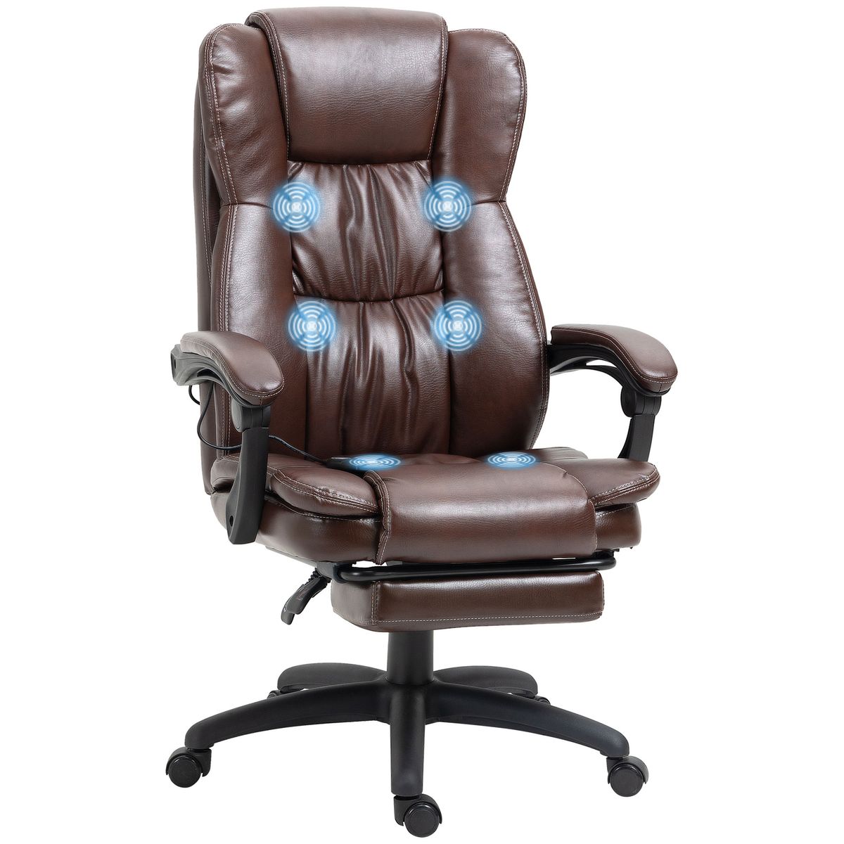 Silla de oficina Uwak Vinsetto función masaje reclinable marrón 113-121x68,5x68,5 cm