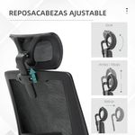 Silla de oficina Jade Vinsetto altura ajustable negro 102-119x58x61 cm