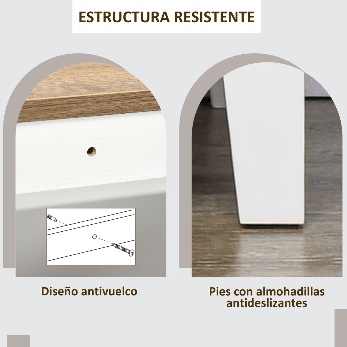 Aparador Air Homcom 2 armarios + cajón blanco/marrón 81,5x76,6x35 cm