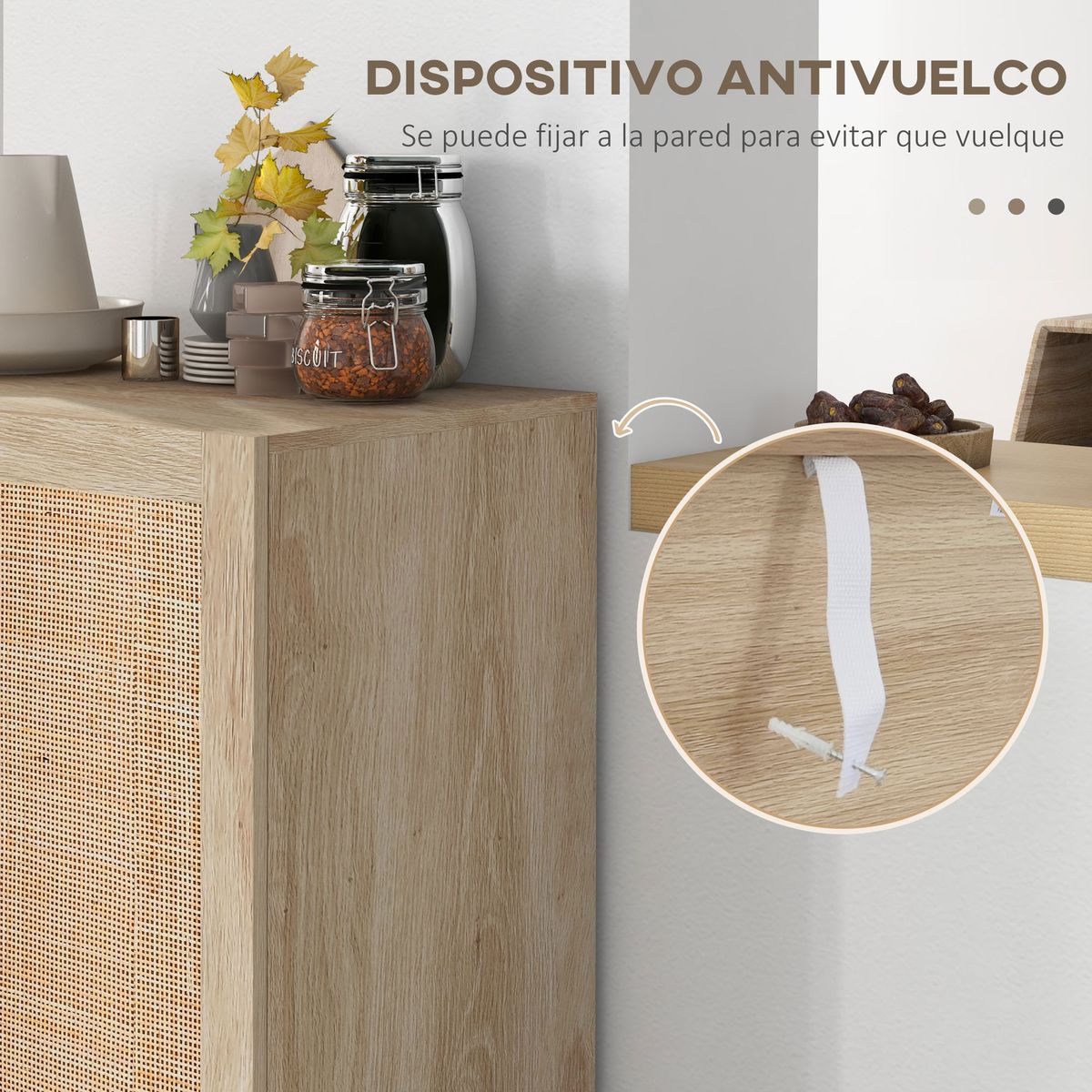 Aparador Babel Homcom 2 puertas con estantes ajustables natural 102x73x41 cm