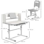 Escritorio infantil Robby Homcom 1 cajón + estantes + silla +6-12A gris/blanco medidas