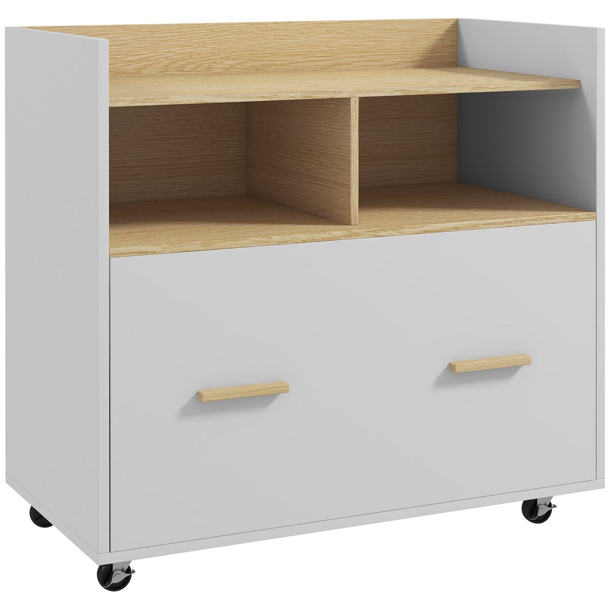 Mueble auxiliar Wick Vinsetto con ruedas roble/blanco 75,5x76x40 cm