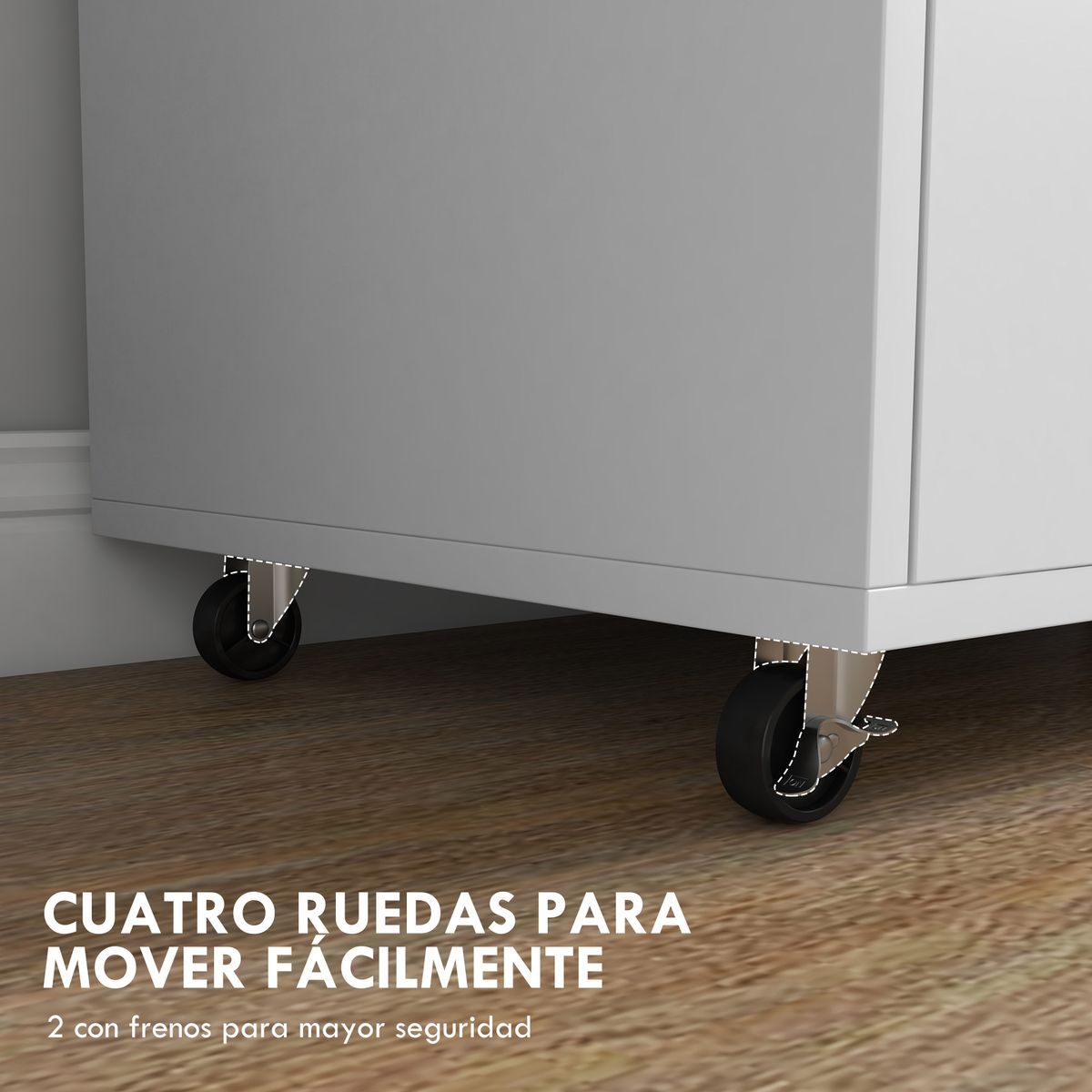 Mueble auxiliar Wick Vinsetto con ruedas roble/blanco 75,5x76x40 cm