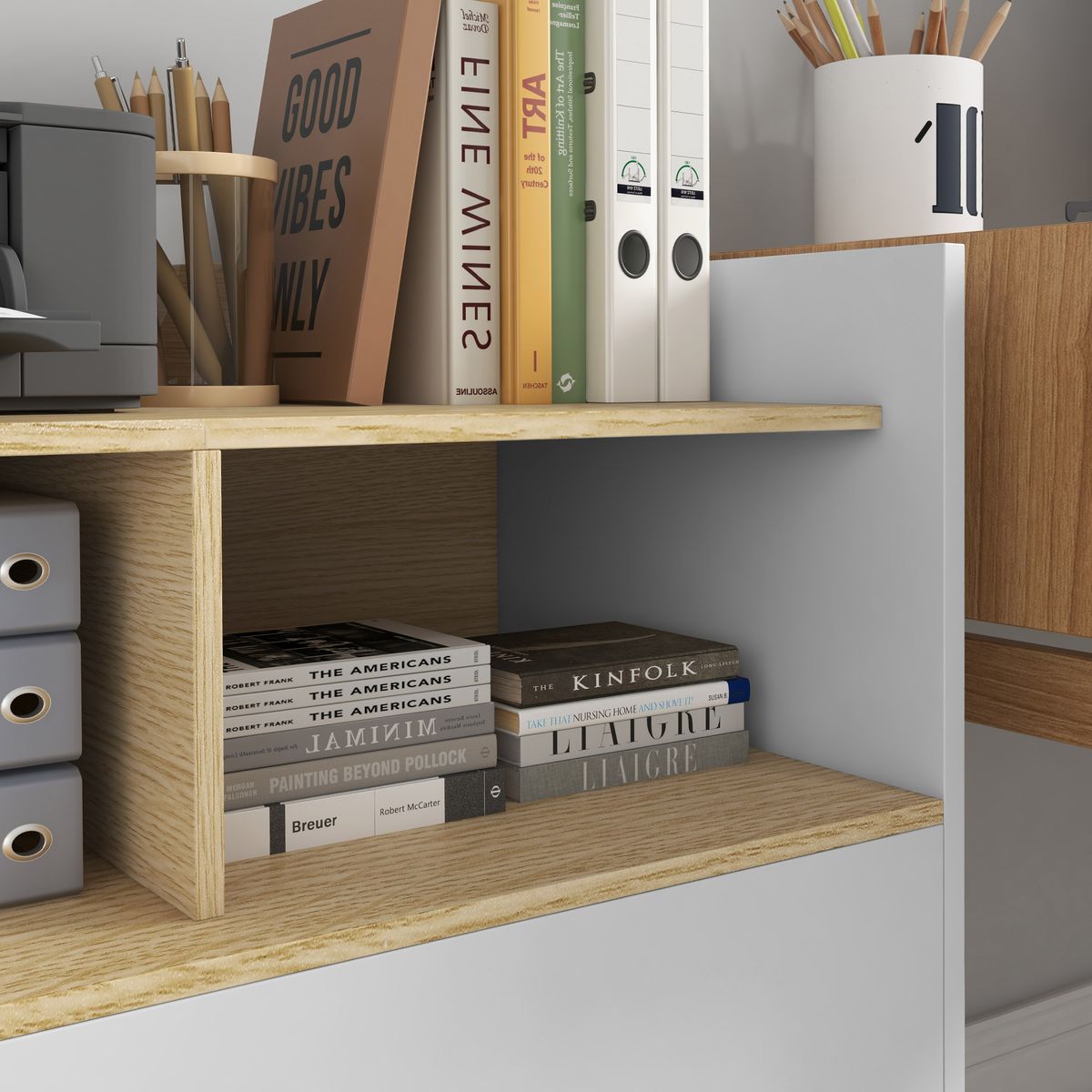 Mueble auxiliar Wick Vinsetto con ruedas roble/blanco 75,5x76x40 cm