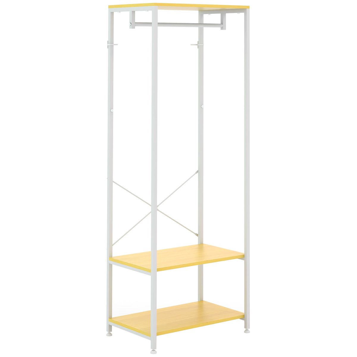 Perchero Natur Homcom 4 estantes + barra para colgar + colgador natural 155x90x30 cm