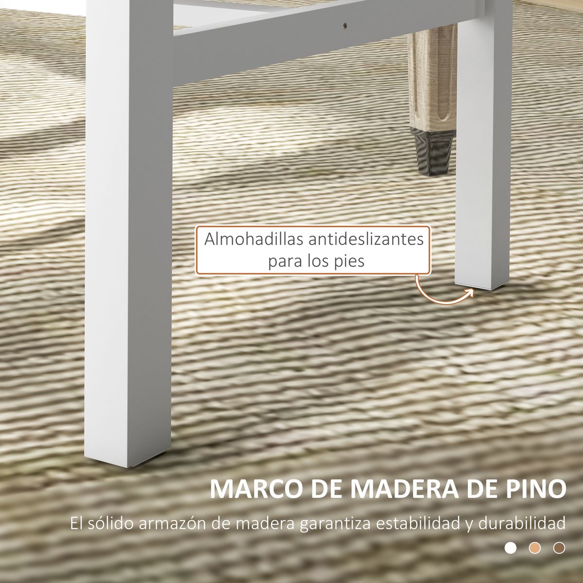 Pack de 2 sillas Morada Homcom respaldo de listones madera de pino blanco 99x38,5x47,5 cm