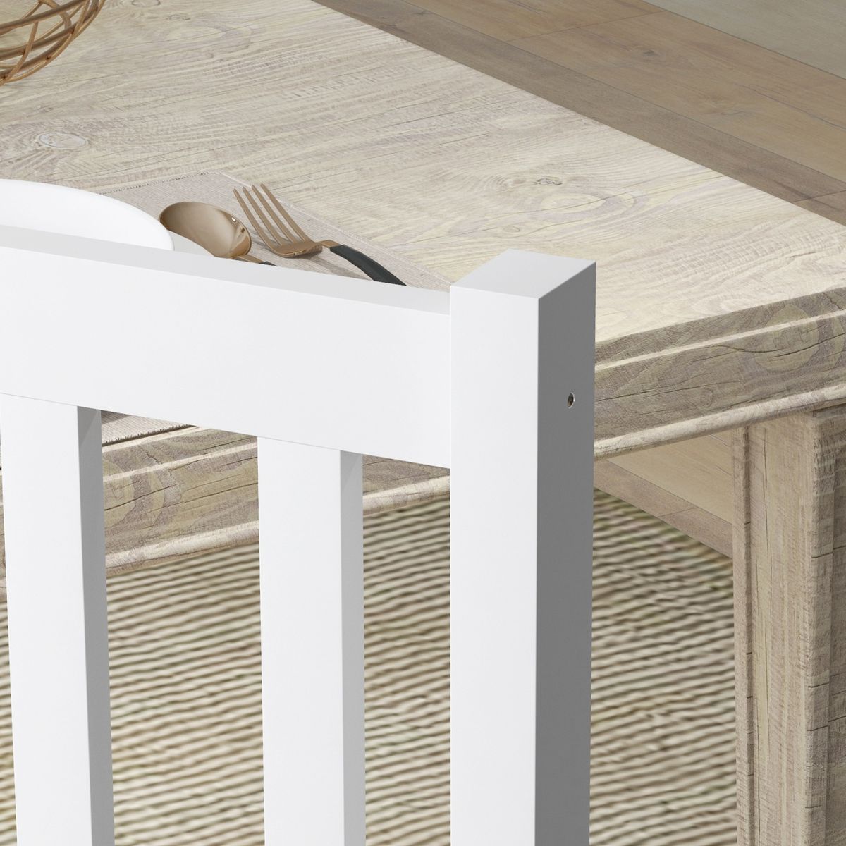 Pack de 2 sillas Morada Homcom respaldo de listones madera de pino blanco 99x38,5x47,5 cm