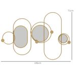 Espejo de pared Rimmo Homcom 4 ganchos + 3 espejos dorado 71x106 cm