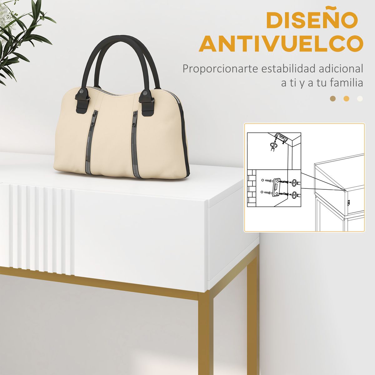 Recibidor Zider Homcom 2 cajones blanco 75x80x31,5 cm