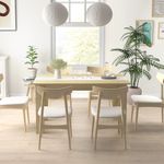 Mesa de comedor Júpiter Homcom para 4-6 personas blanco/roble 75x140x89,5 cm
