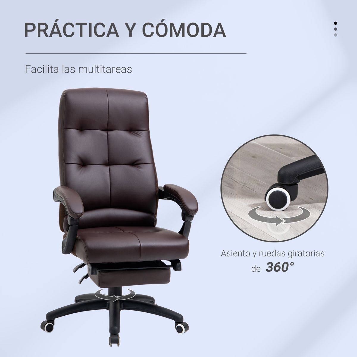 Silla de oficina Ryton Vinsetto reclinable con altura ajustable marrón 118-125x65x65 cm