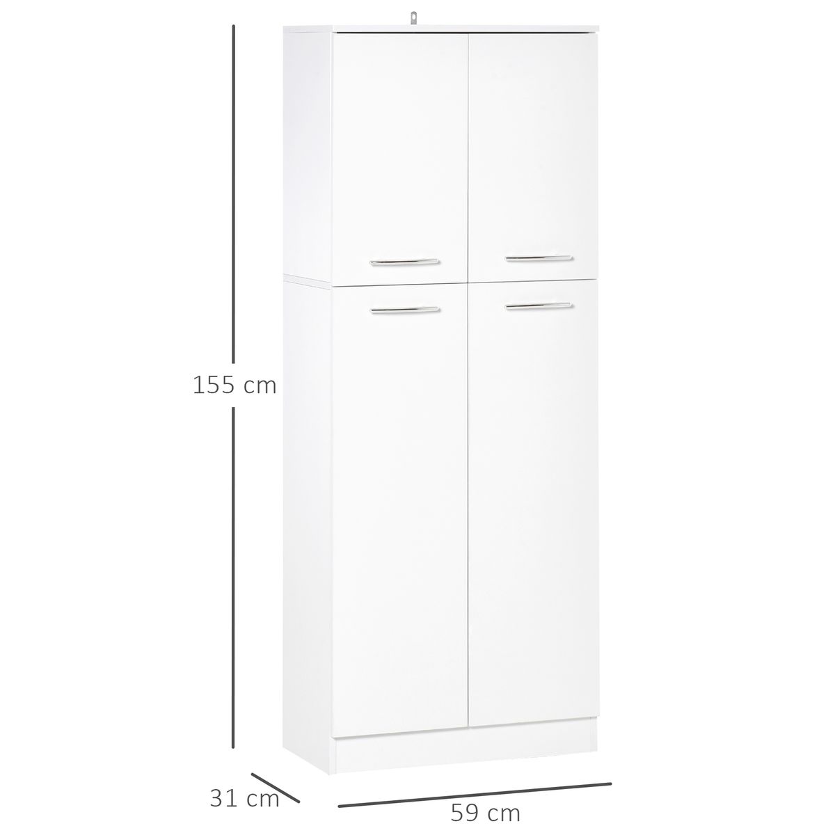 Armario auxiliar Piscis Homcom 2 puertas + 5 estantes ajustables blanco 155x59x31 cm