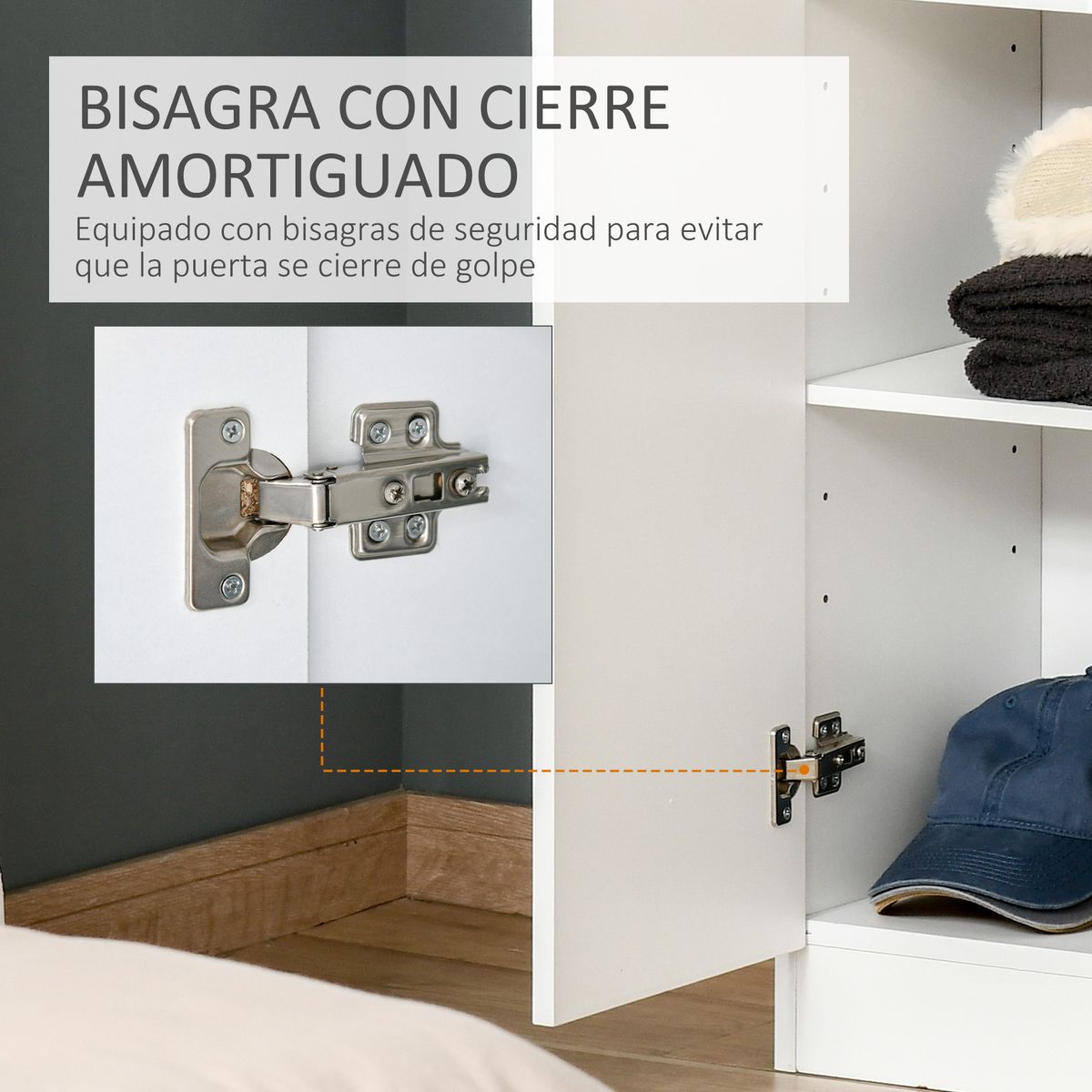 Armario auxiliar Piscis Homcom 2 puertas + 5 estantes ajustables blanco 155x59x31 cm