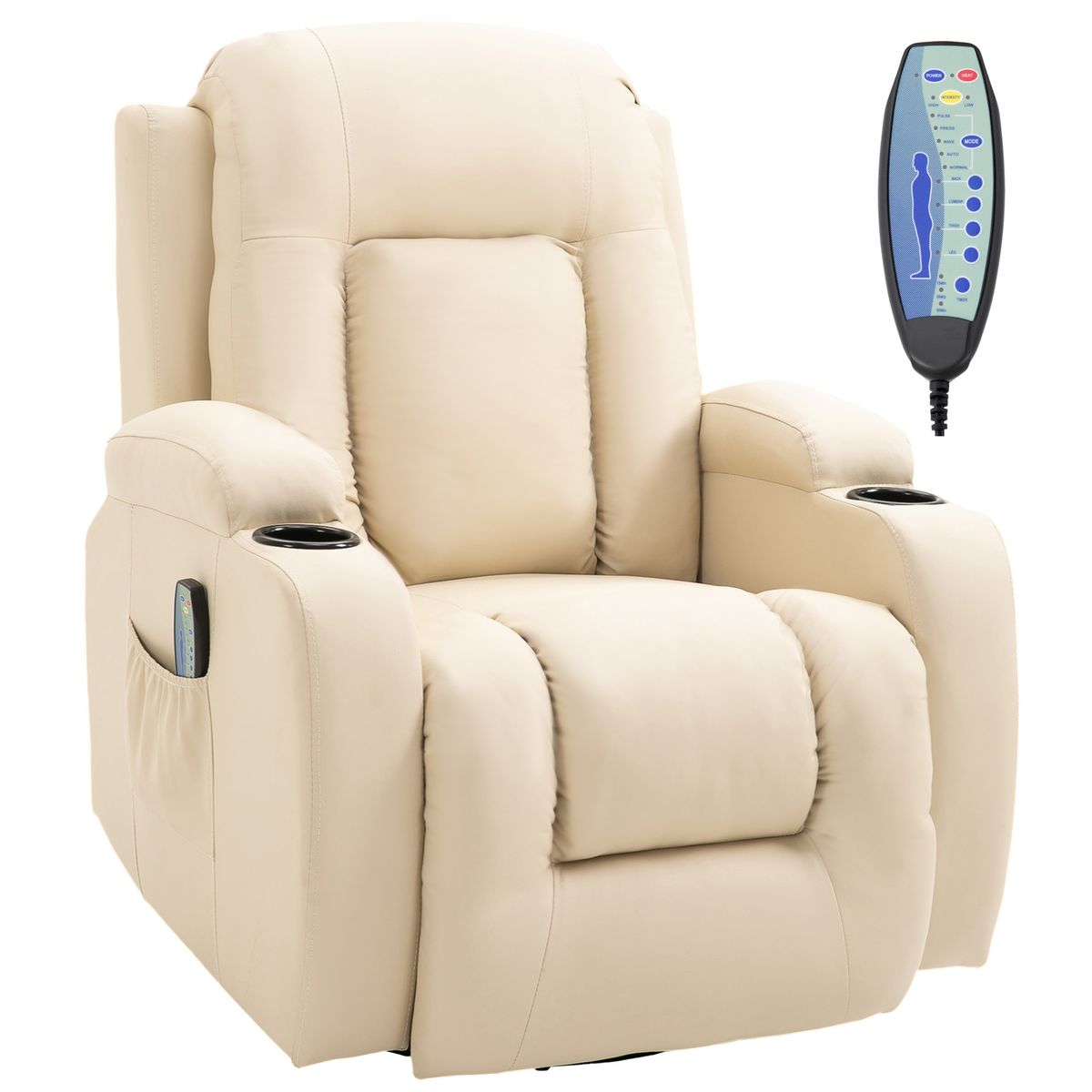 Sillón de masaje Friya Homcom reclinable con mando crema 104x85x94 cm