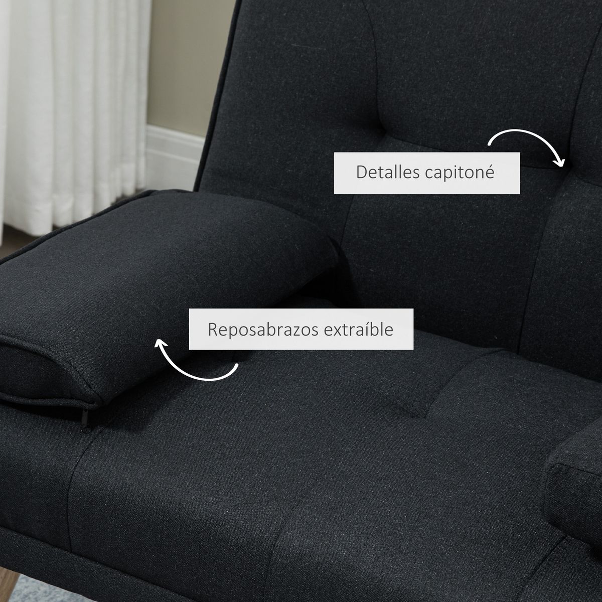 Sofá cama Street Homcom 3 plazas respaldo regulable gris 78x181x77 cm