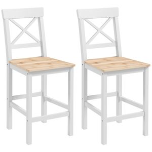 Pack de 2 taburetes Miles Homcom con respaldo y reposapiés blanco/natural 97,5x41x46 cm