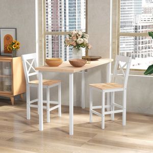 Pack de 2 taburetes Miles Homcom con respaldo y reposapiés blanco/natural 97,5x41x46 cm