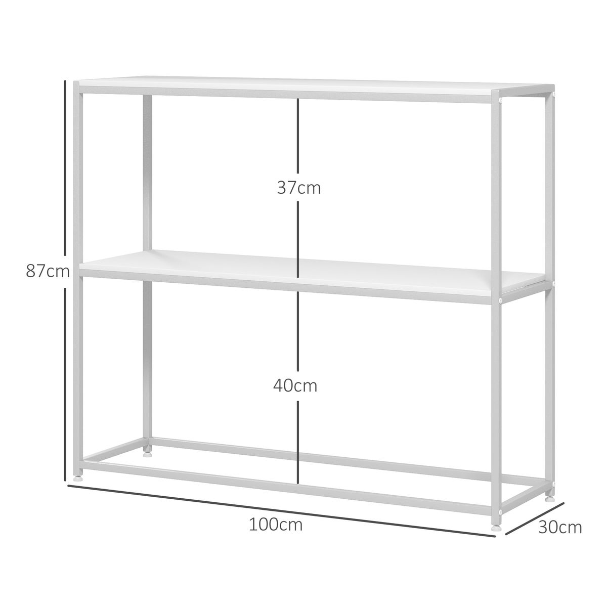 Estantería Escorpio Homcom 2 estante blanco 87x100x30 cm