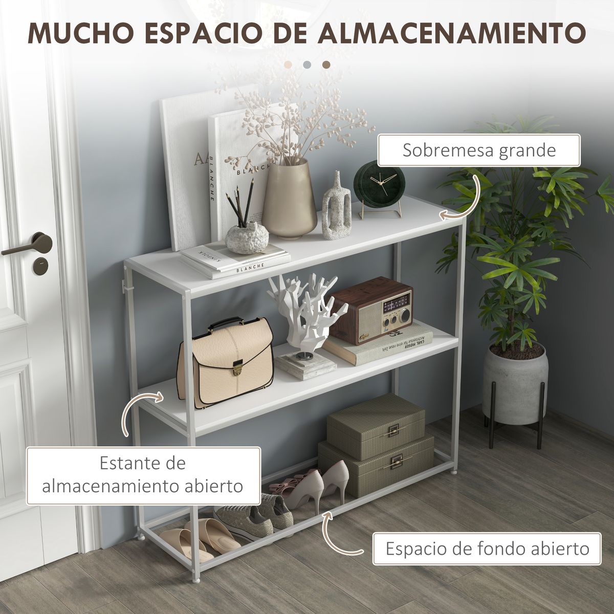Estantería Escorpio Homcom 2 estante blanco 87x100x30 cm