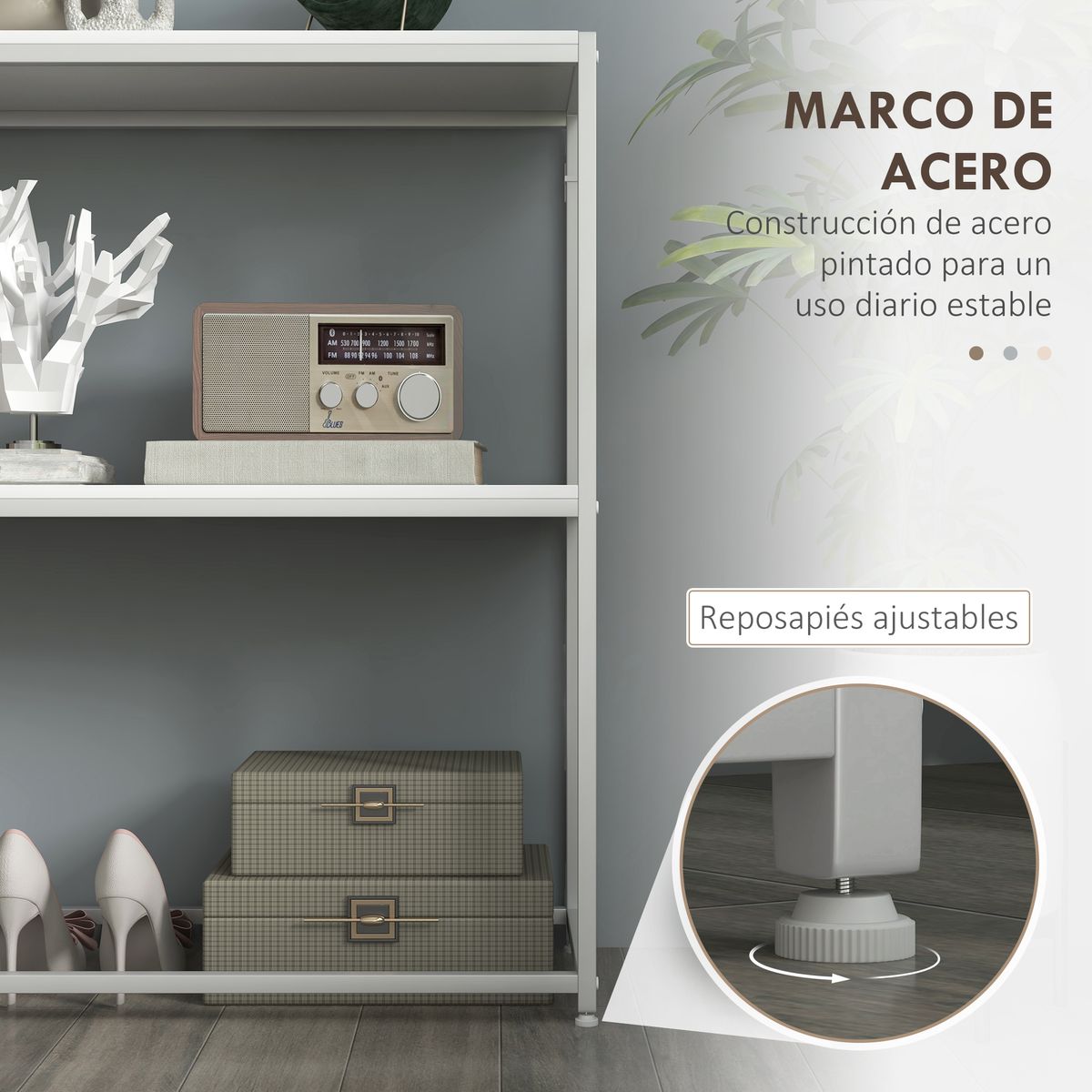 Estantería Escorpio Homcom 2 estante blanco 87x100x30 cm