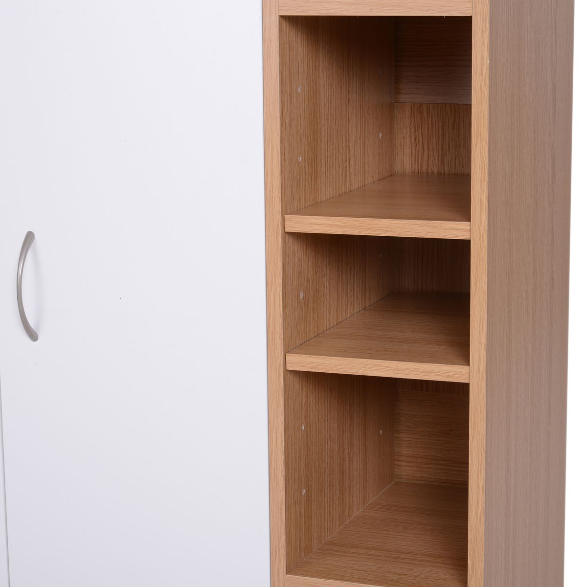 Armario zapatero Djabu Homcom 5 estantes ajustables + armario blanco/natural 91x80x32 cm