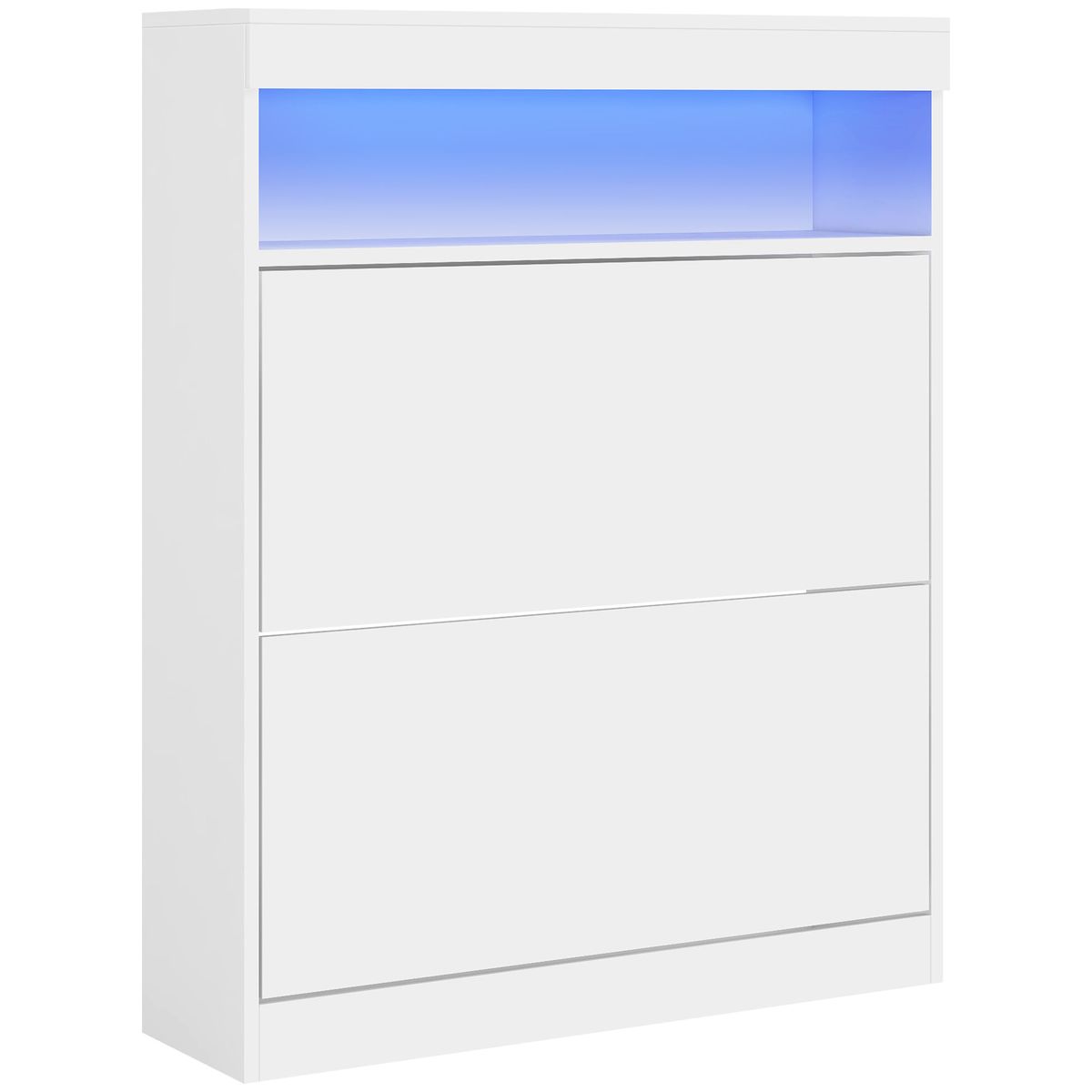 Zapatero Bereh Homcom luces LED + 2 cajones abatibles blanco brillo 99,5x80x34 cm