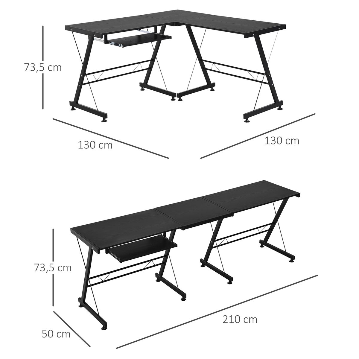 Escritorio Mule Homcom convertible acero negro