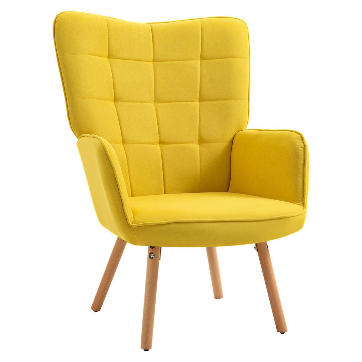 Butaca Dolgran Homcom respaldo alto con reposabrazos amarillo 101x71x76 cm