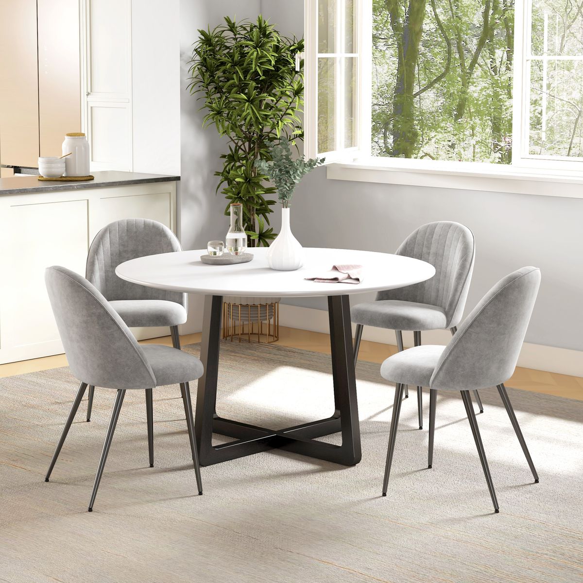 Pack de 2 sillas Herton Homcom tapizado terciopelo gris 83x50x52 cm
