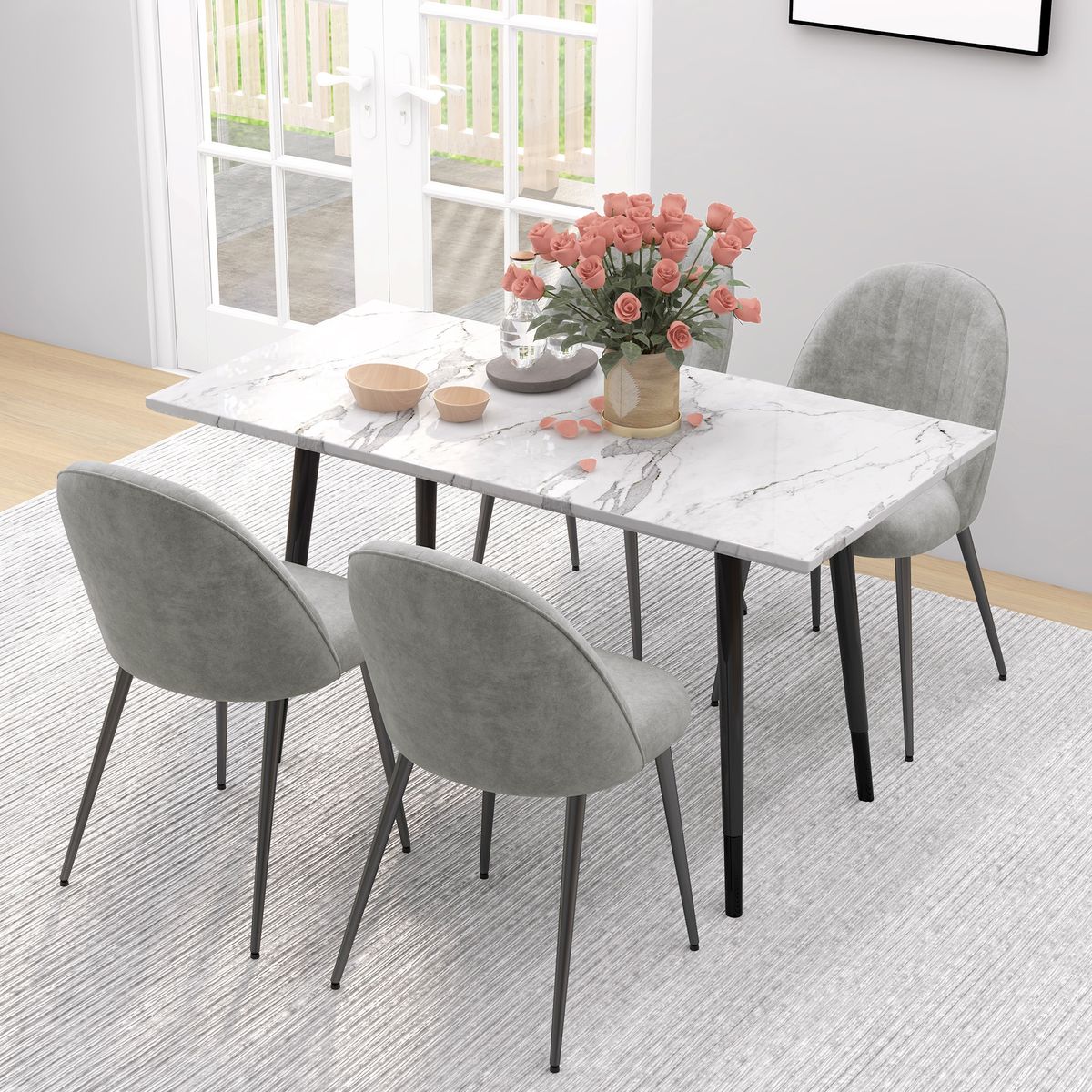 Pack de 2 sillas Herton Homcom tapizado terciopelo gris 83x50x52 cm