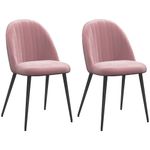 Pack de 2 sillas Herton Homcom tapizado terciopelo rosa 83x50x52 cm