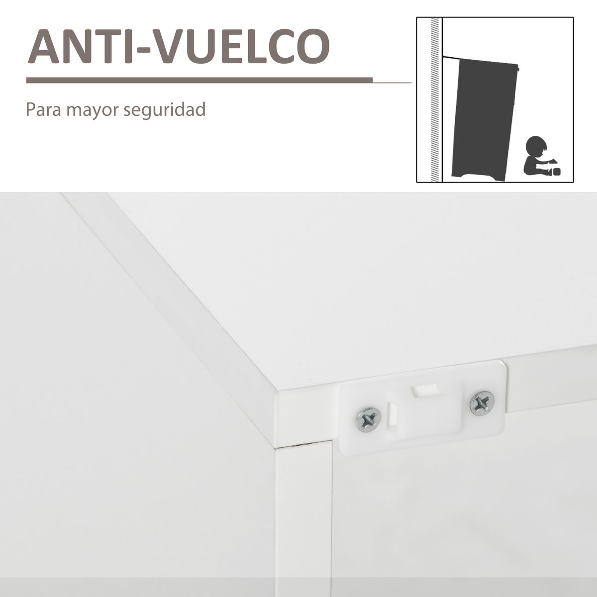 Aparador Lummen Homcom 6 estantes + puerta + luces LED blanco brillo 83x97x35 cm
