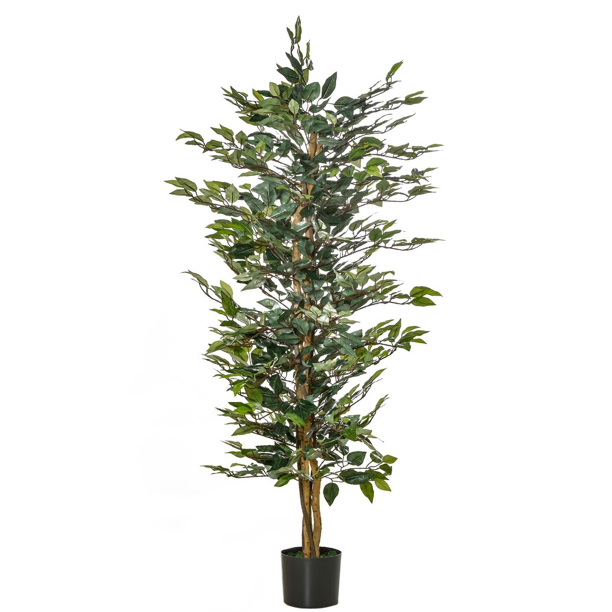 Planta decorativa Homcom imitación ficus benjamina verde 150 cm
