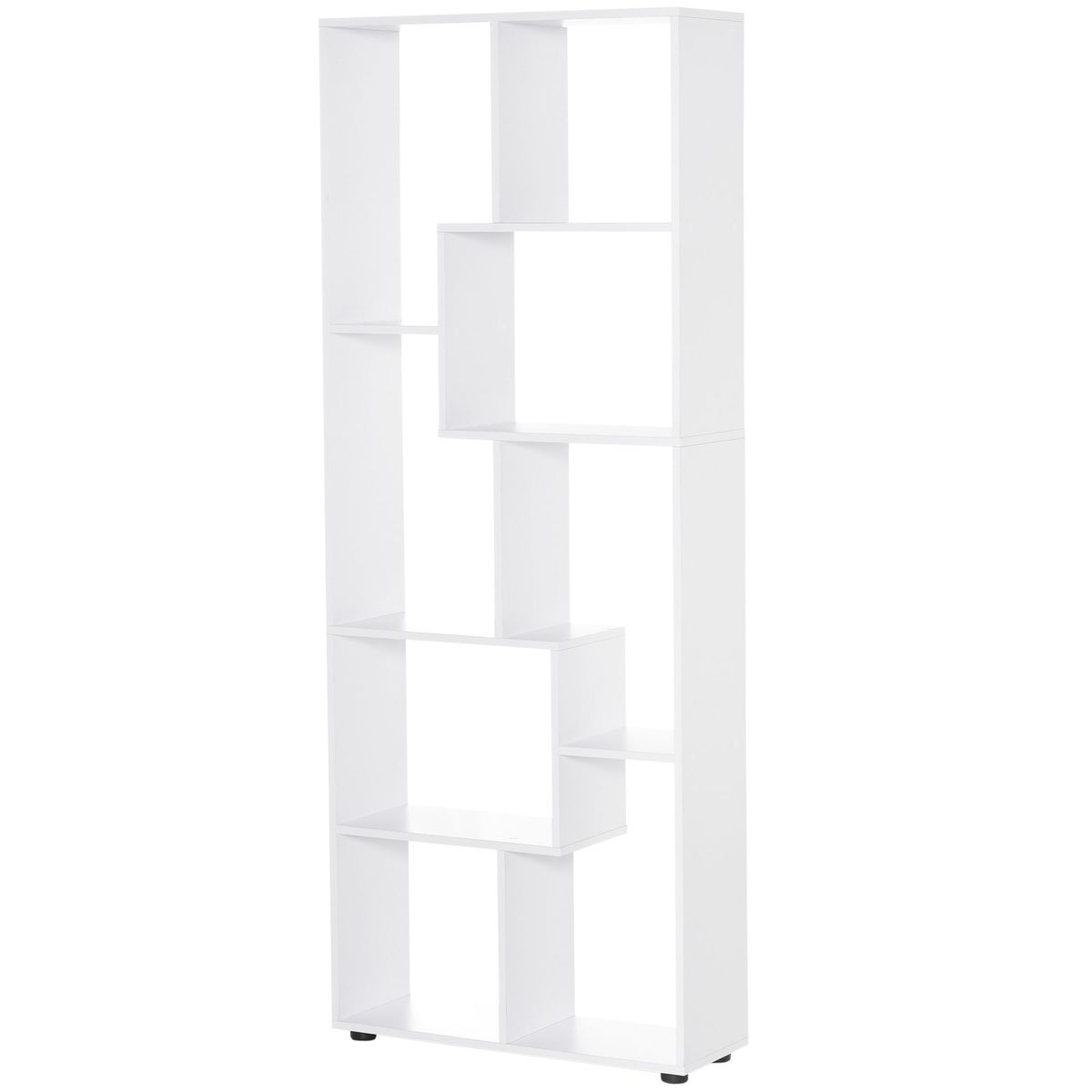 Estantería Wallace Homcom 8 estantes irregulares blanco 178x70x24 cm