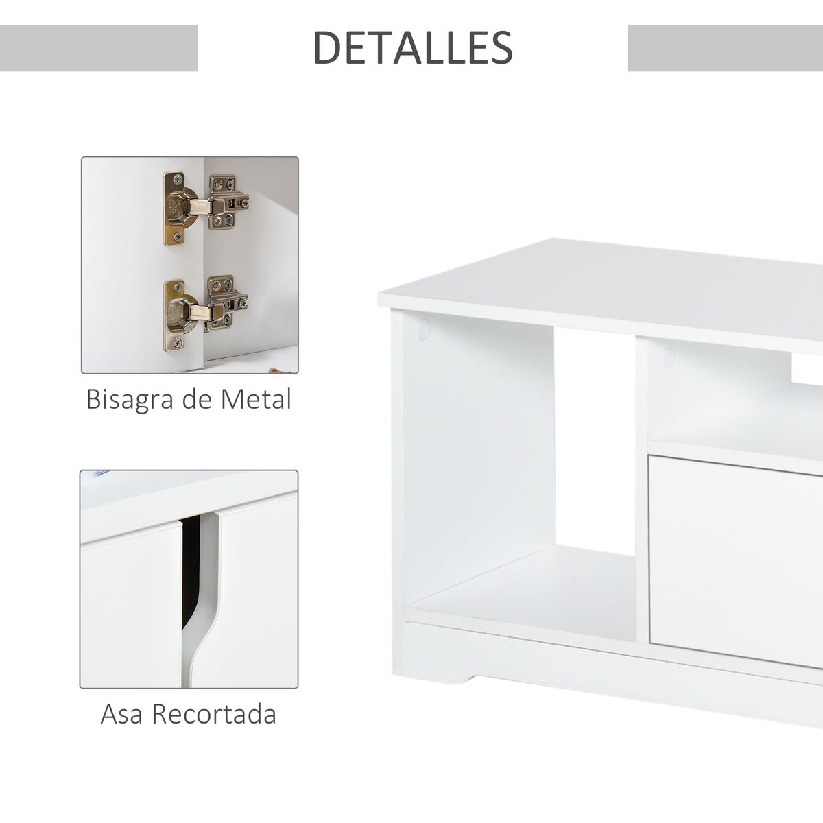 Mueble de TV Petto Homcom doble puerta + 3 compartimentos blanco 41x120x30 cm