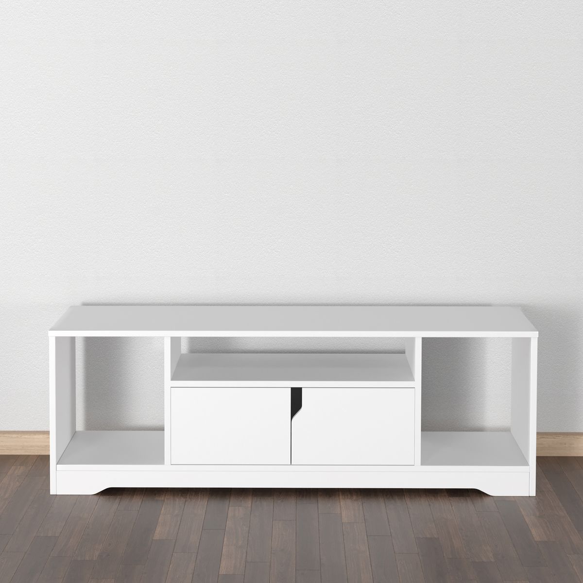 Mueble de TV Petto Homcom doble puerta + 3 compartimentos blanco 41x120x30 cm