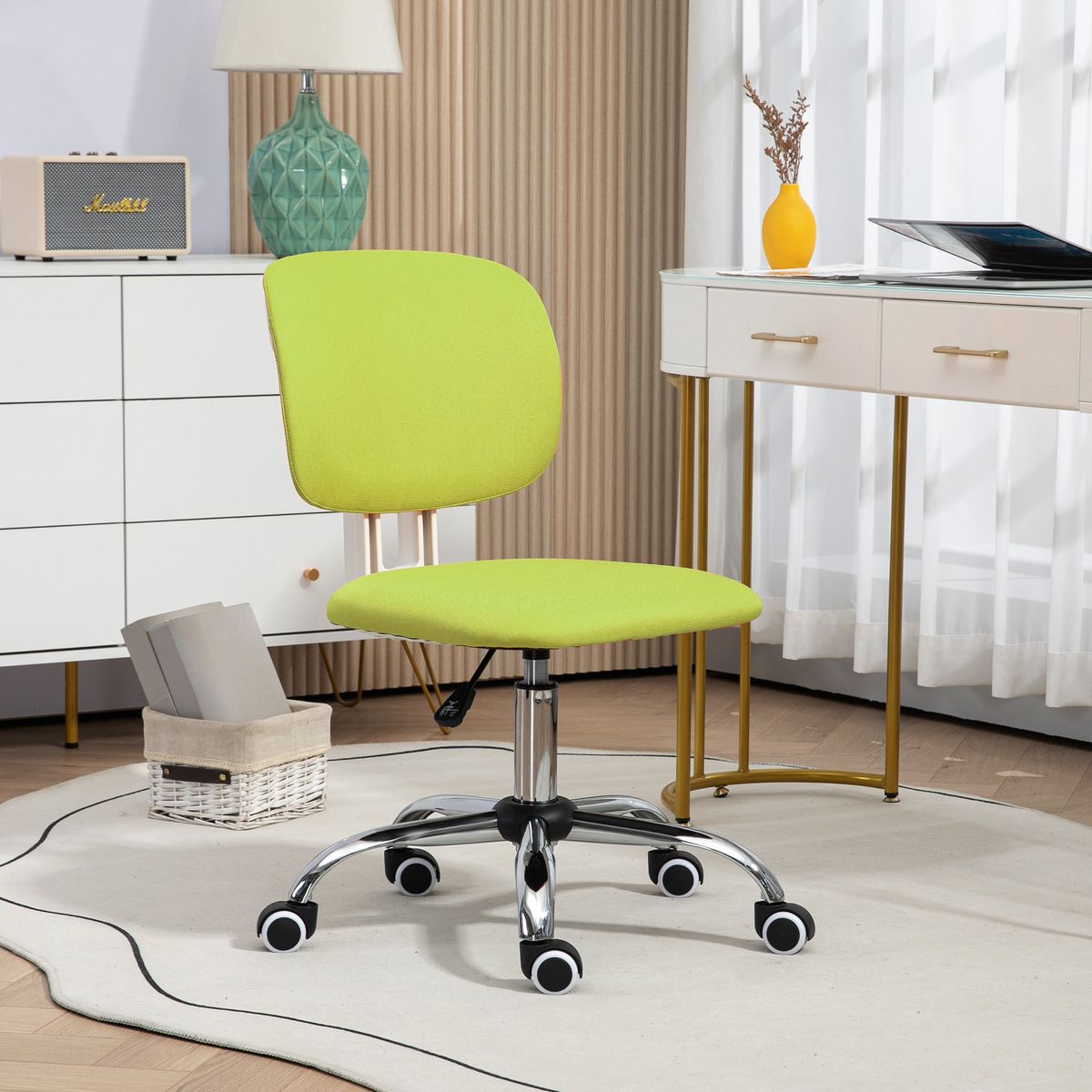 Silla de escritorio Gree Vinsetto altura regulable tapizado tela verde 80-90x48x53 cm