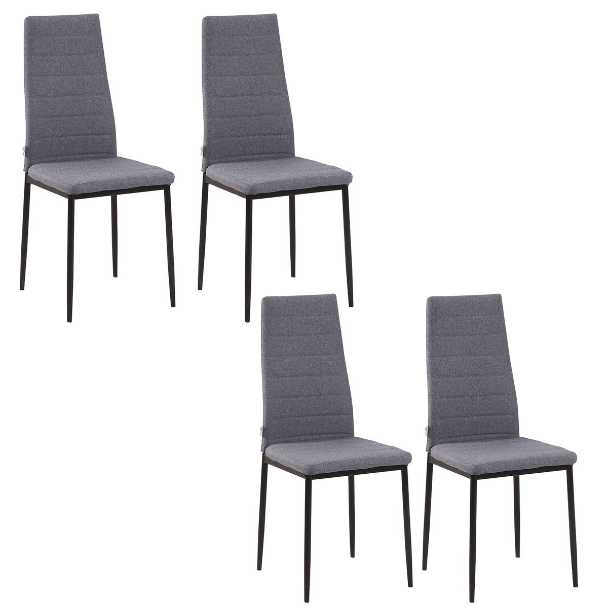 Pack de 4 sillas Delhi Homcom tapizado gris 97x41x50 cm