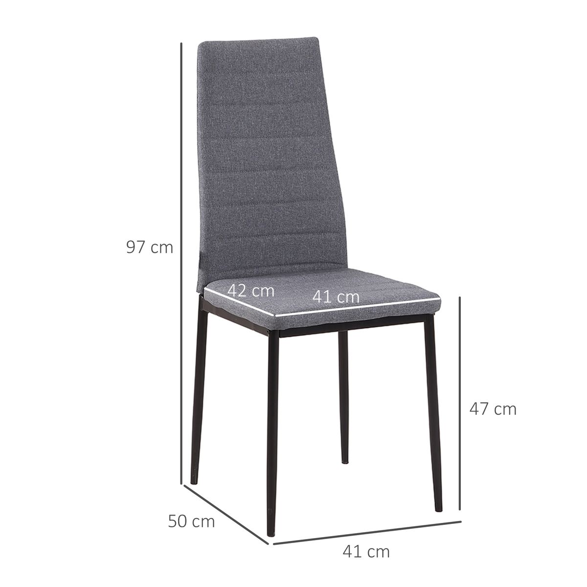 Pack de 4 sillas Delhi Homcom tapizado gris 97x41x50 cm