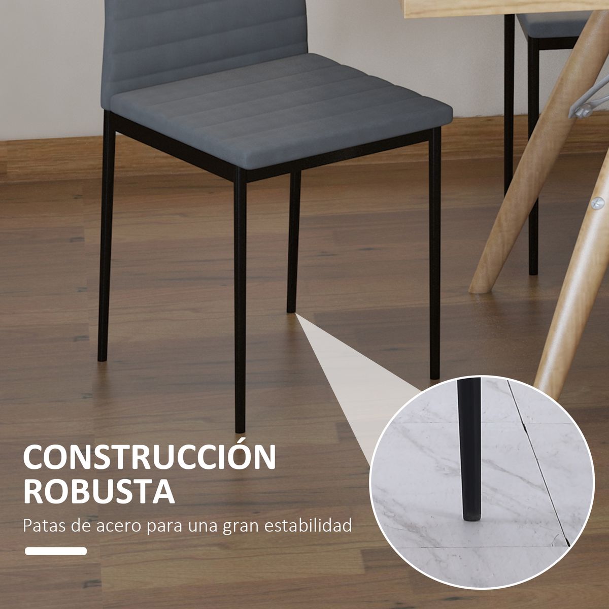 Pack de 4 sillas Delhi Homcom tapizado gris 97x41x50 cm