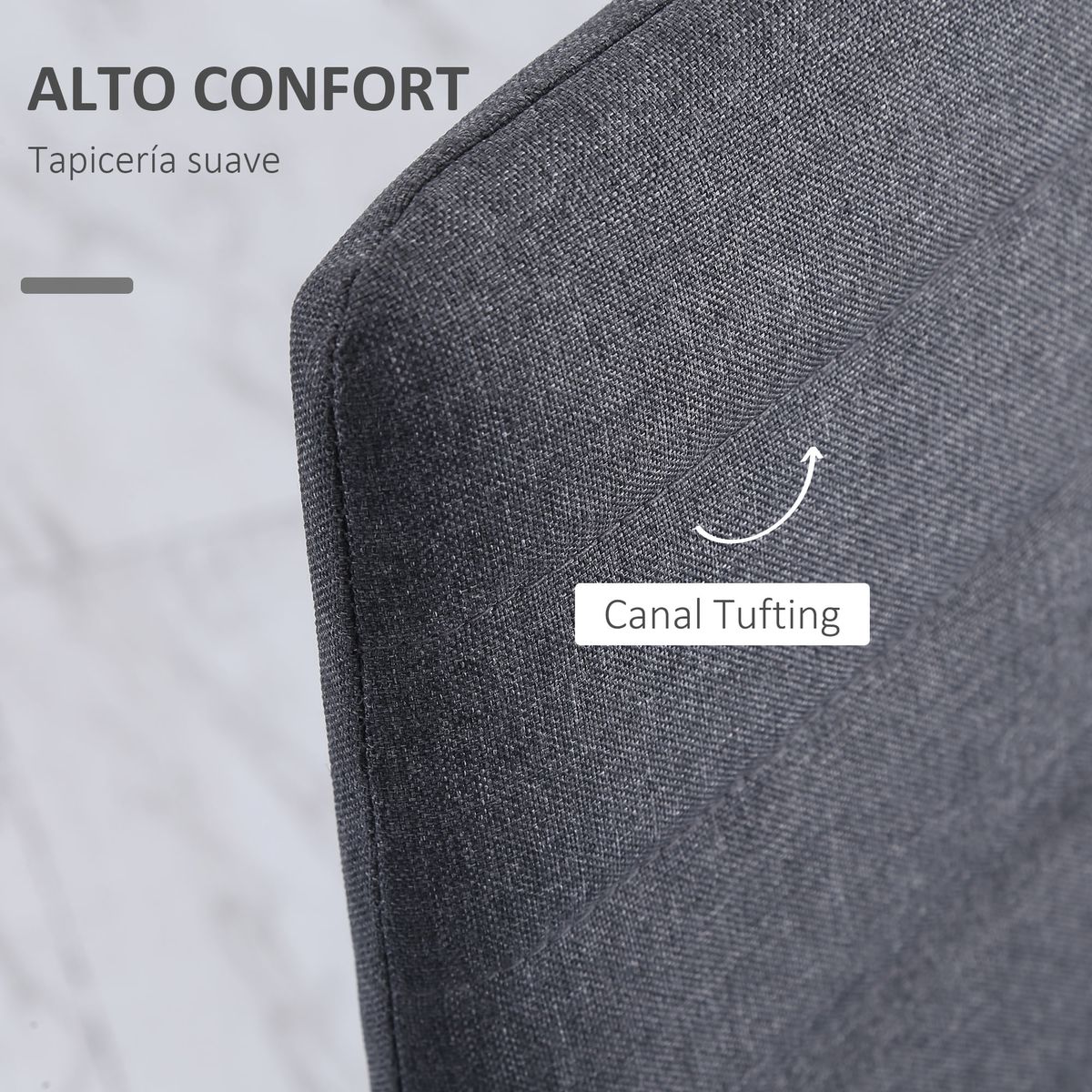 Pack de 4 sillas Delhi Homcom tapizado gris 97x41x50 cm