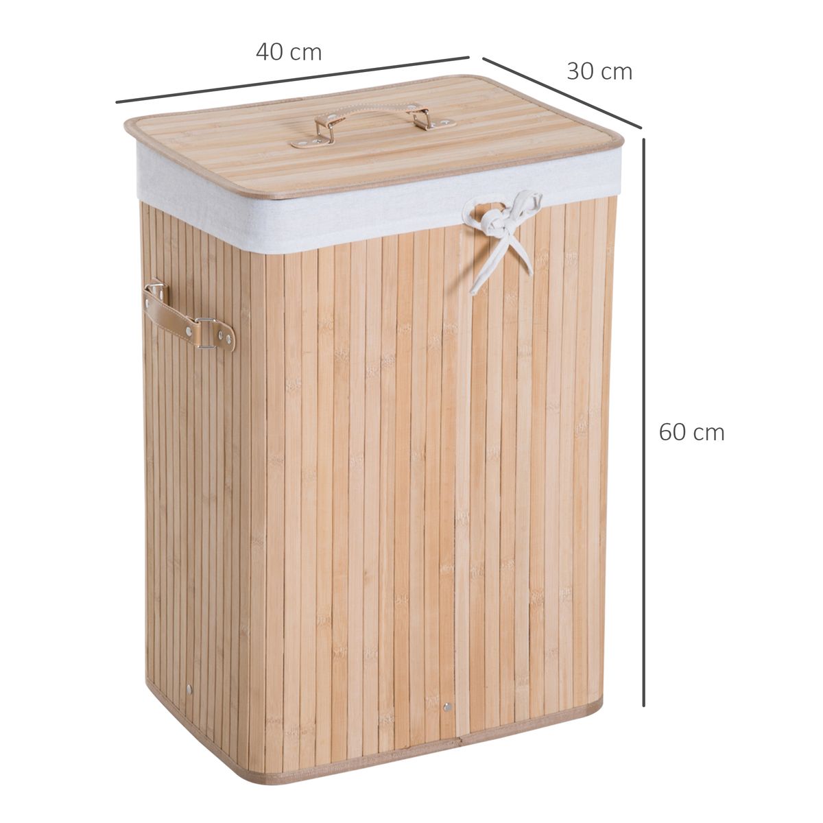 Cesto para ropa sucia Banzial Homcom con tapa natural 60x40x30 cm