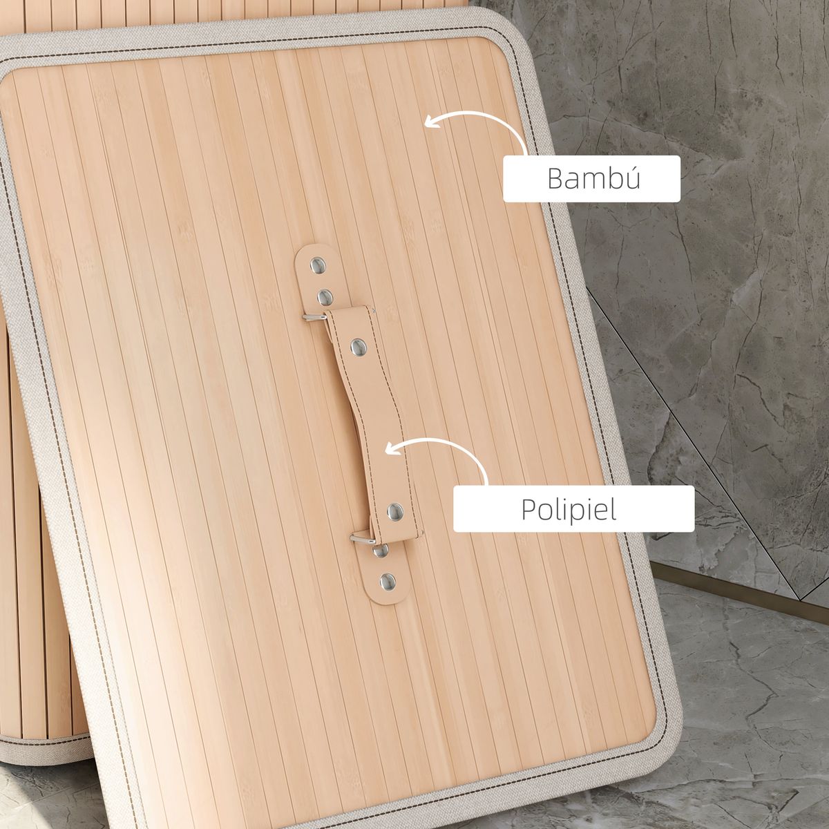 Cesto para ropa sucia Banzial Homcom con tapa natural 60x40x30 cm