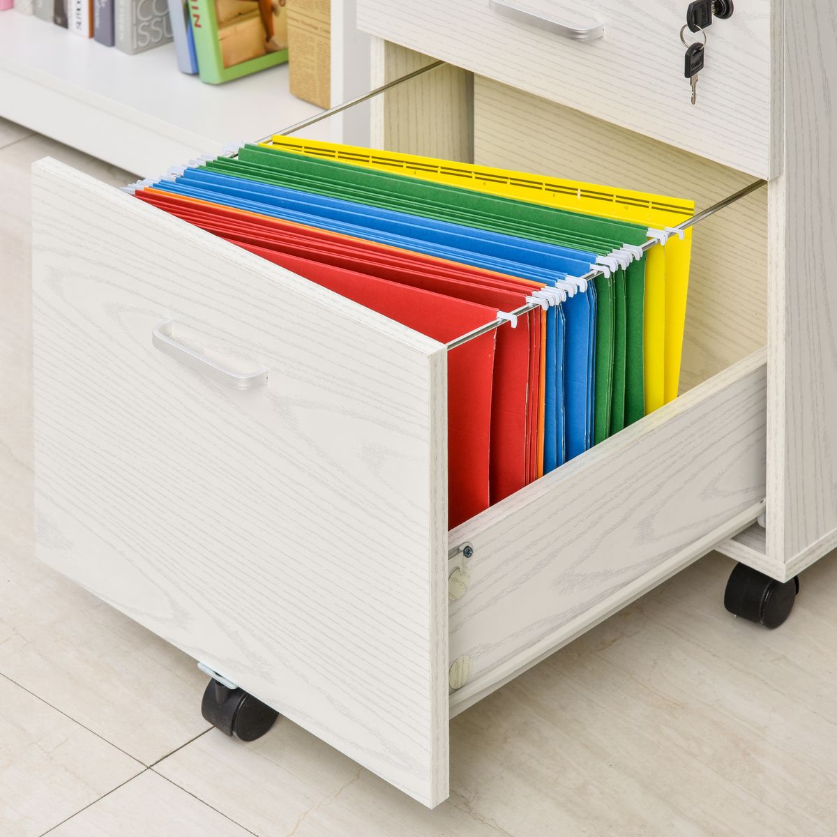 Cajonera Malia Vinsetto 2 cajones con llave blanco 55,6x40x45 cm