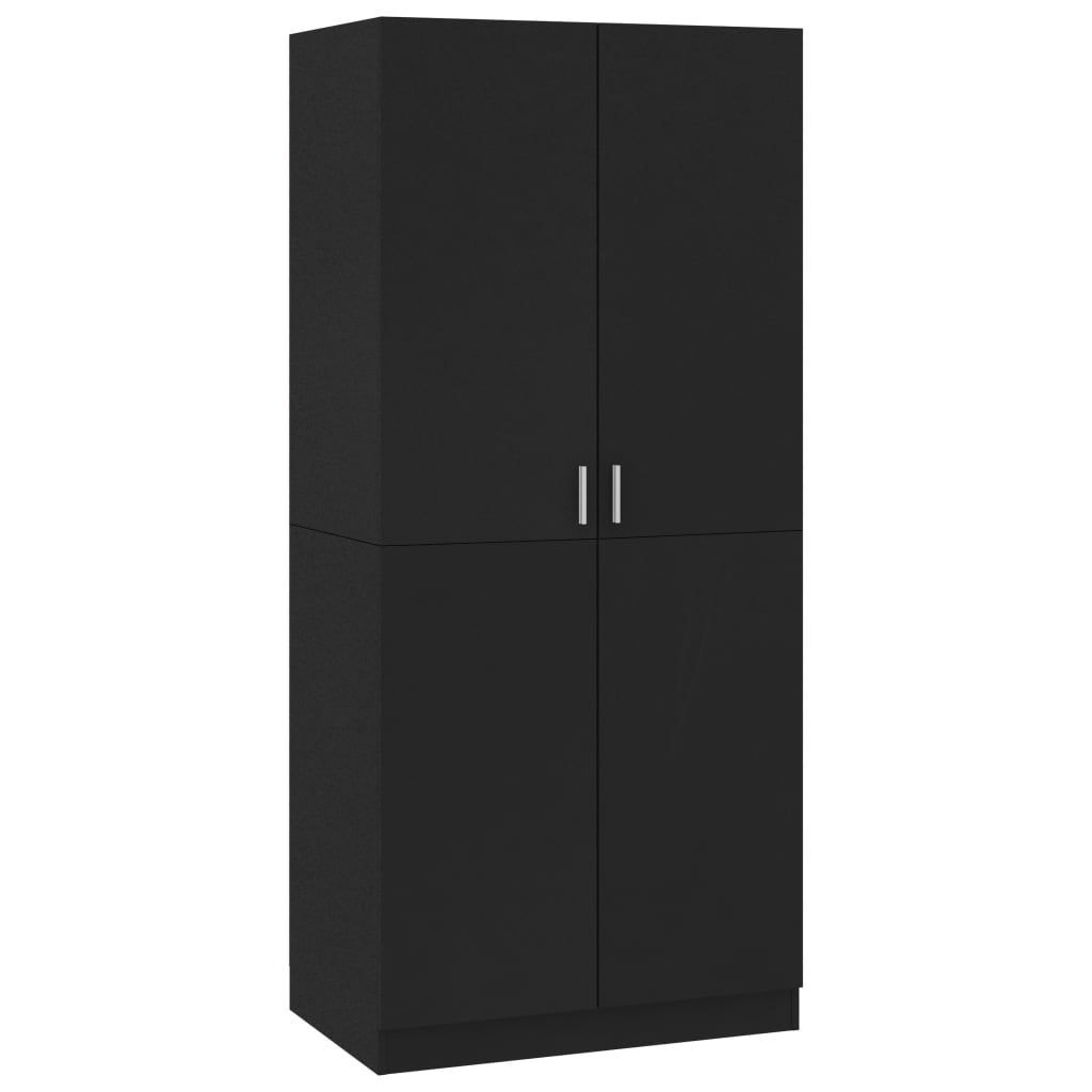 Armario Uma 2 puertas batientes negro 180x80x52 cm