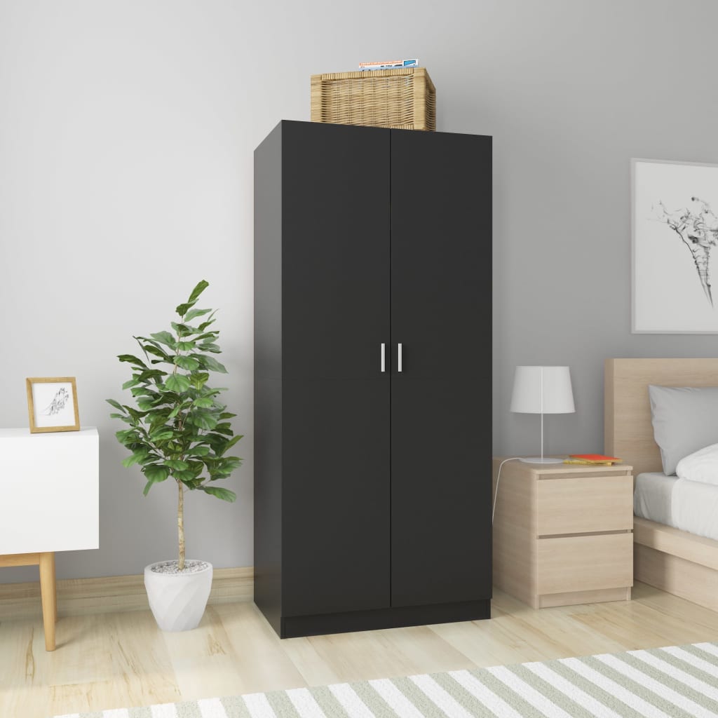Armario Uma 2 puertas batientes negro 180x80x52 cm