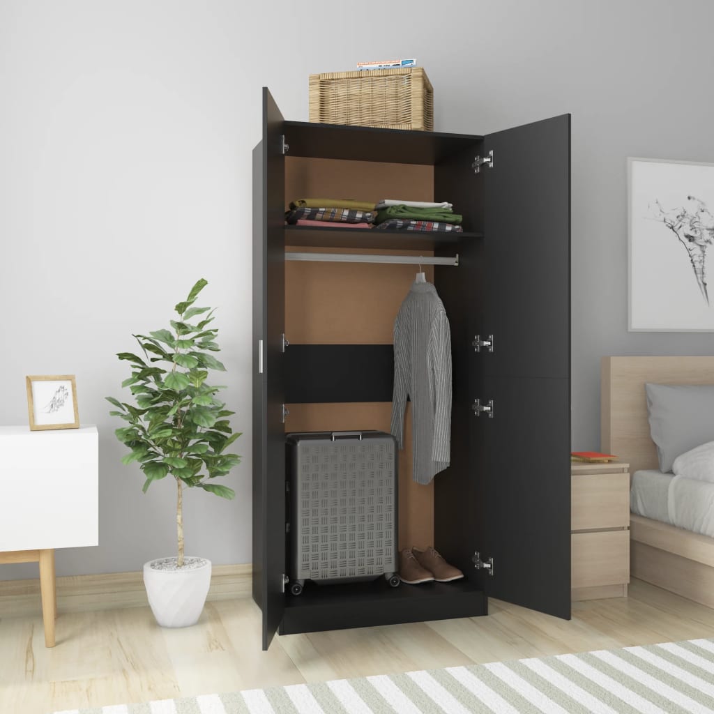 Armario Uma 2 puertas batientes negro 180x80x52 cm