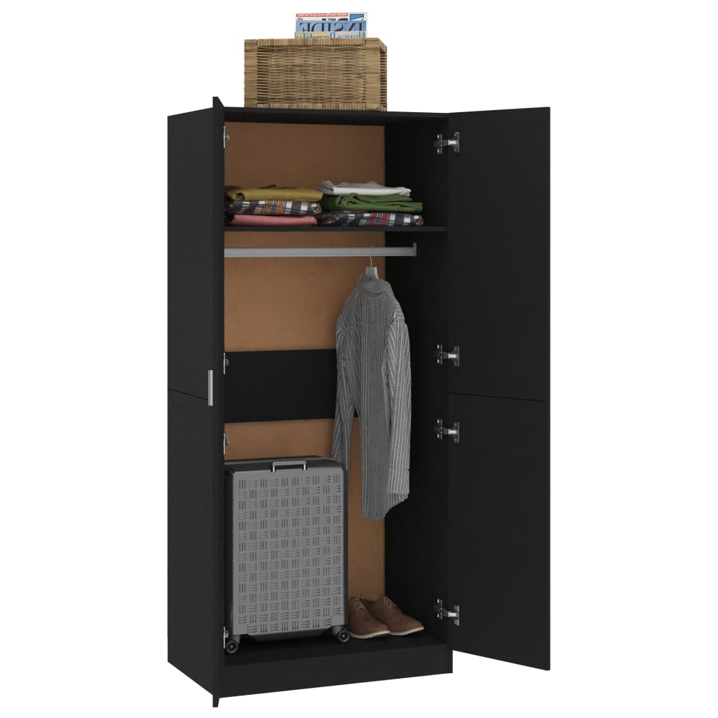 Armario Uma 2 puertas batientes negro 180x80x52 cm