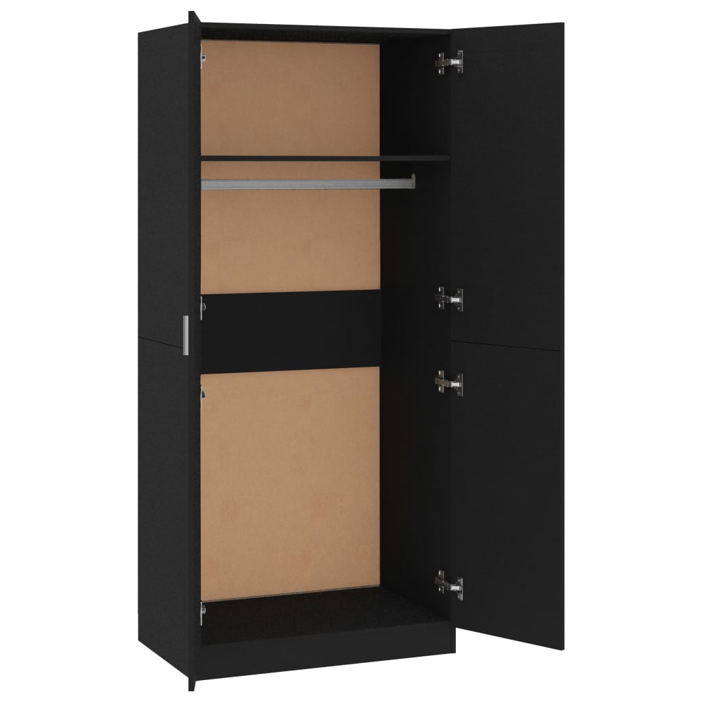 Armario Uma 2 puertas batientes negro 180x80x52 cm